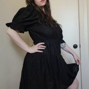 Black Gothic Cottagecore Off Shoulder Dress